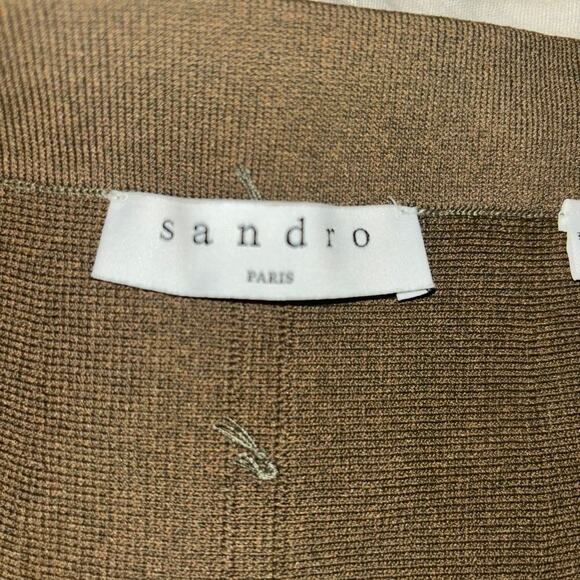 Sandro A Line Green Knit Studded Skirt Size 2 - Picture 10 of 13